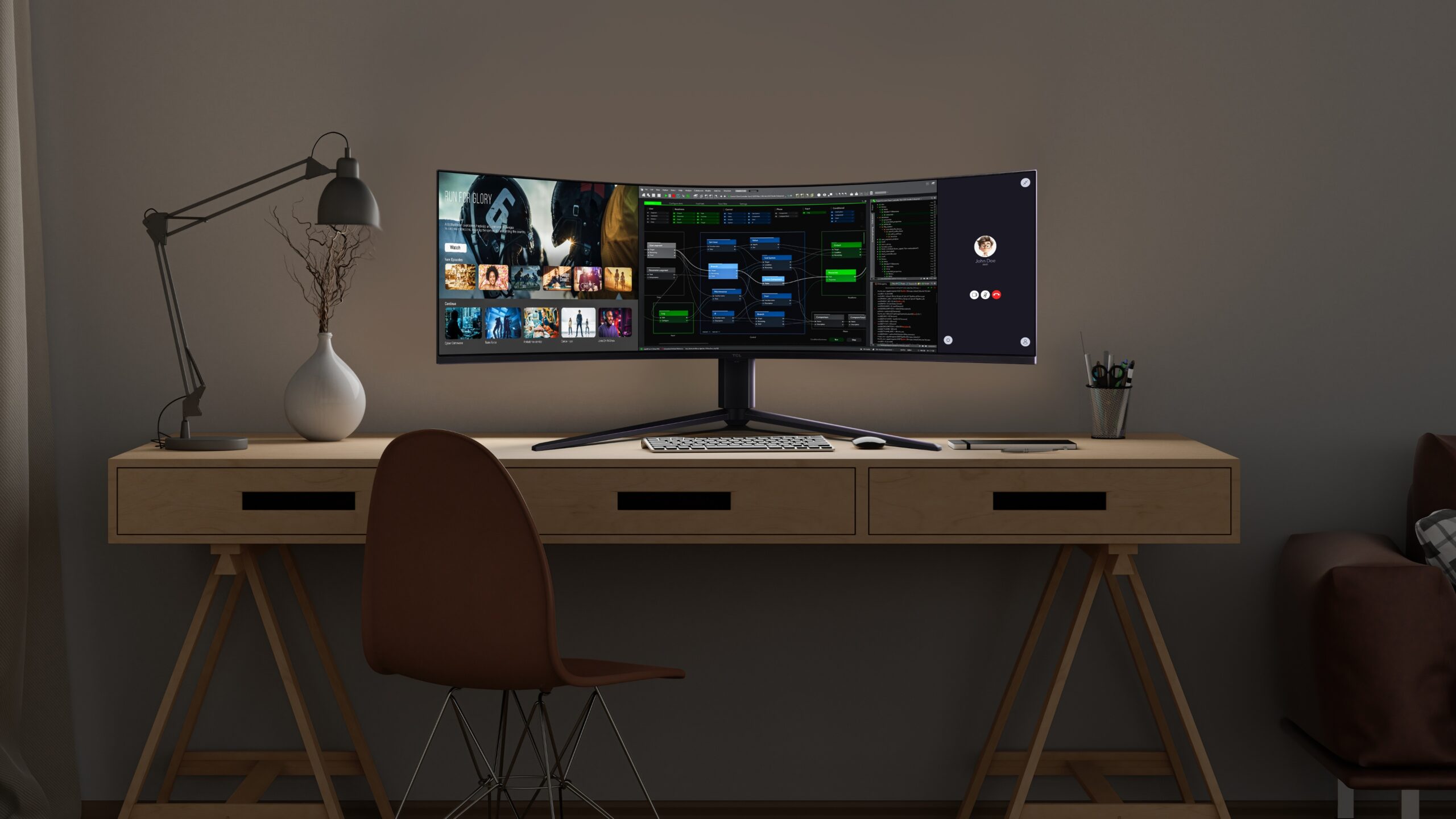 Un televisor de 57 pulgadas QD-Mini LED Dual 4K