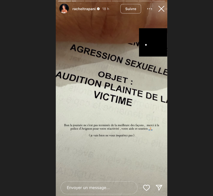Rachel después de la agresión compartió sus sentimientos en Instagram.