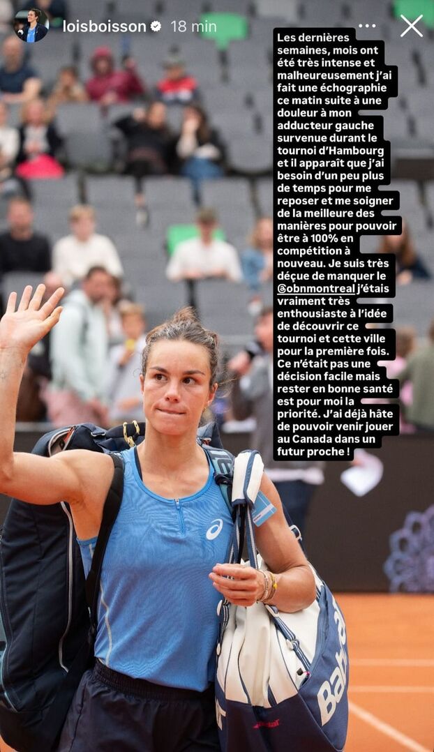 Tenis: Loïs Boisson se retira del torneo WTA 1000 de