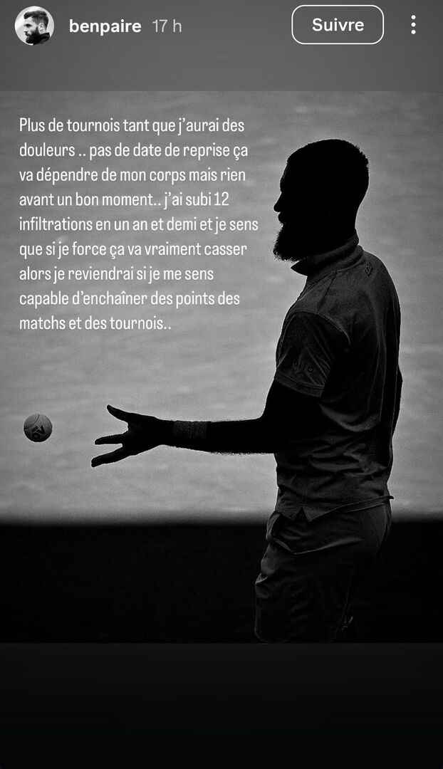 Tenis: «Si forzo, realmente se romperá», Benoit Paire pone su