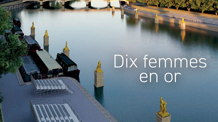 Estatuas de mujeres pioneras en el ámbito deportivo y cultural, expuestas en la Asamblea Nacional.