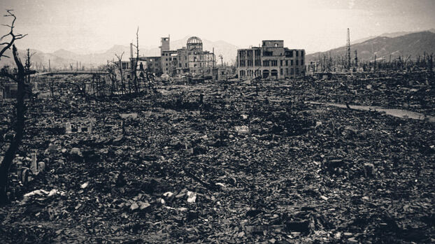 Imagen de la ciudad de Hiroshima devastada por la bomba nuclear. Archivos Nacionales de College Park