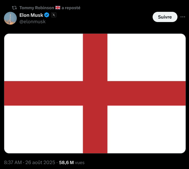 Captura de la publicación de Elon Musk en X, que ha generado controversia.