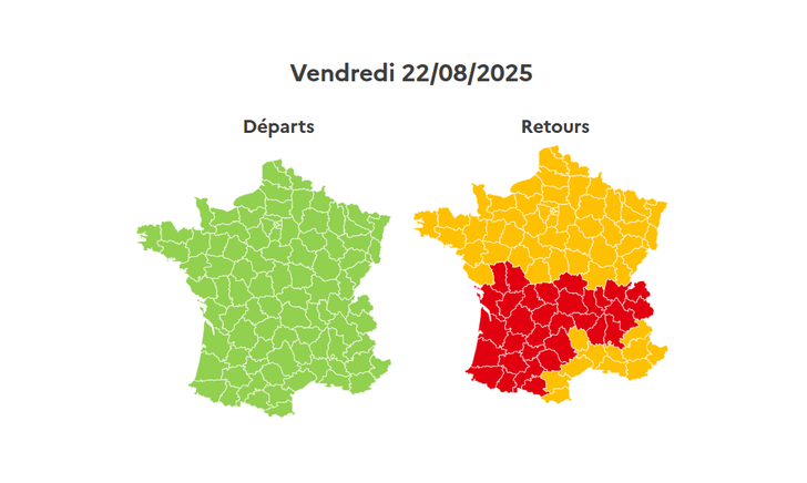 Les prévisions de Bison Futé pour le vendredi 22 août.