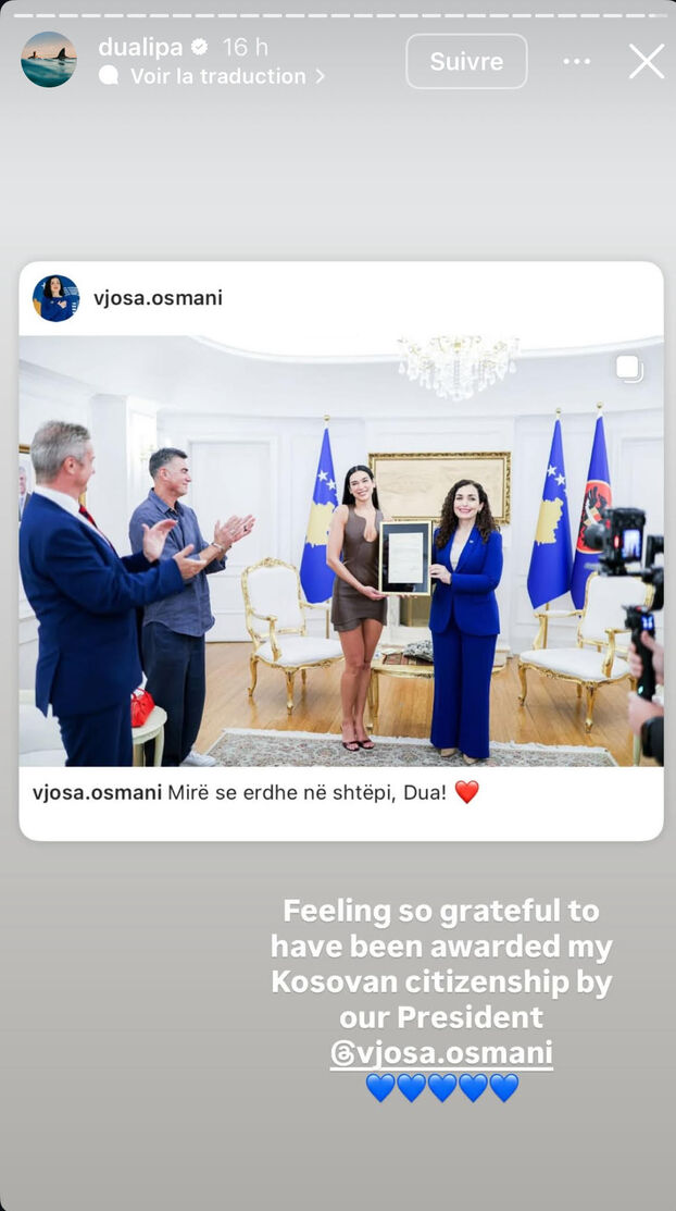 «Me siento tan agradecida»: Dua Lipa, originaria de Kosovo, obtiene