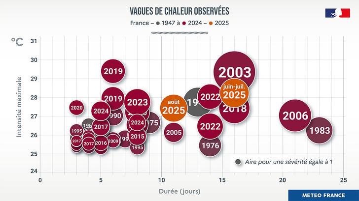 La canícula de agosto de 2025 no es comparable a la de agosto de 2003 en intensidad o severidad según Météo-France.