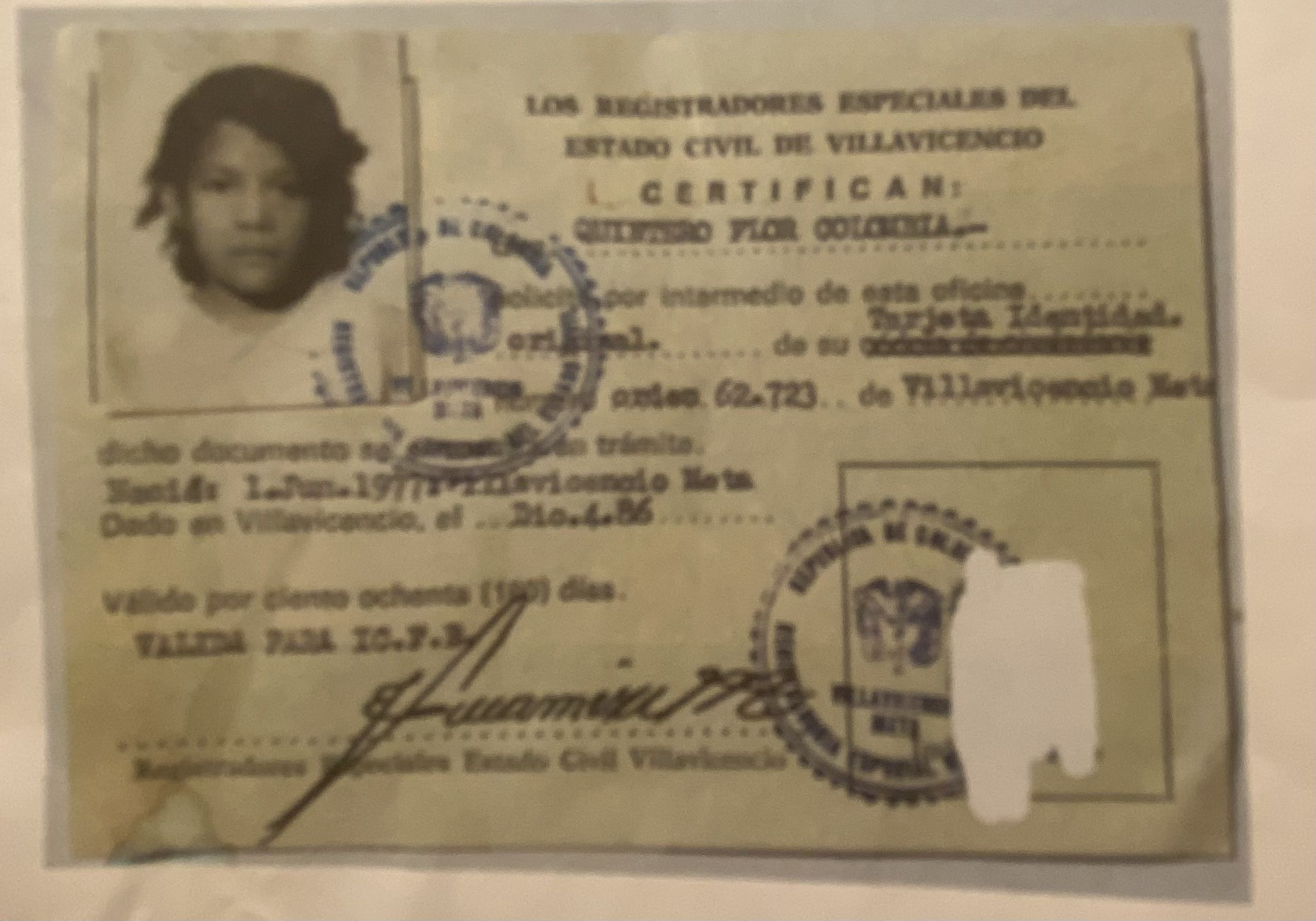 Certificado de estado civil de Flor Colombia Quintero