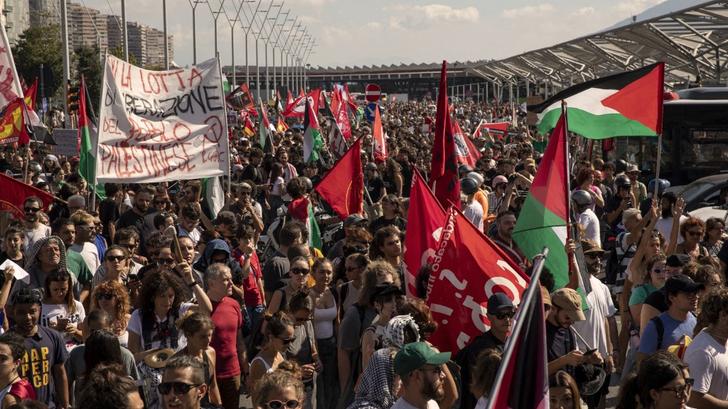 Protesta en Italia contra las acciones en Gaza.