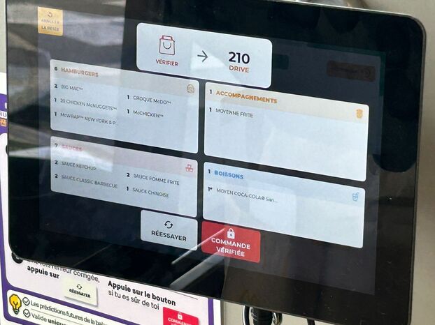 Pantalla que muestra un error en la verificación del pedido.