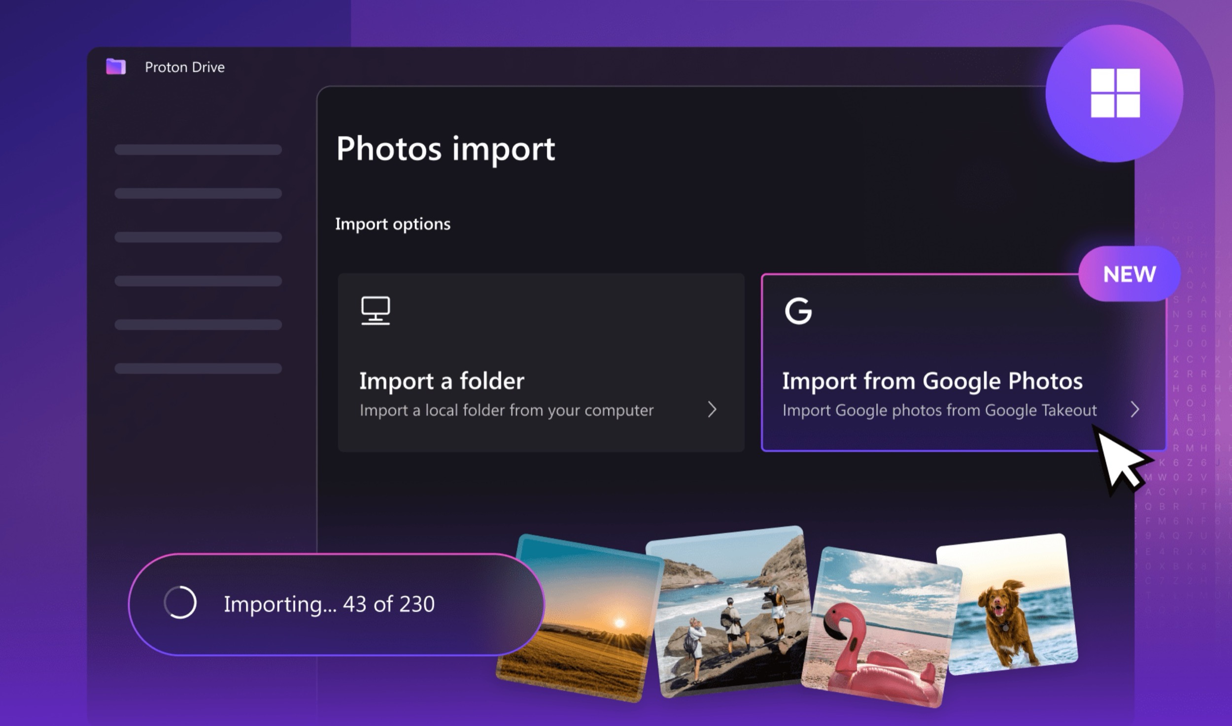 Con Proton, es más fácil asegurar tus fotos de Google.