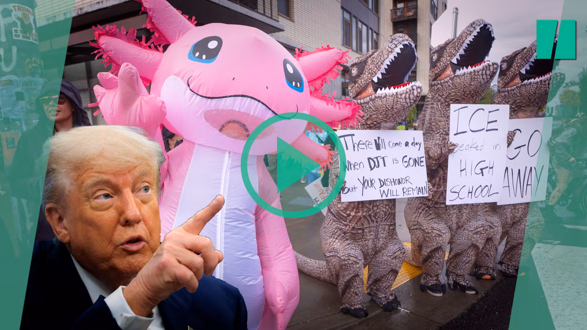 En Portland, Trump burlado por manifestantes desnudados o disfrazados.