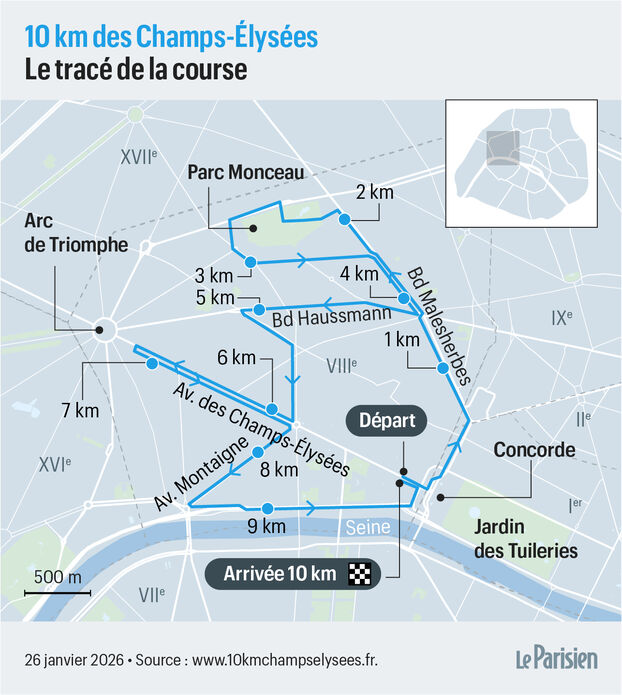 10 km de los Campos Elíseos: calles cerradas, estacionamiento prohibido...