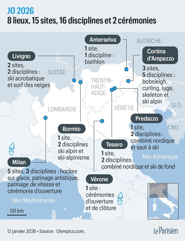 JO de invierno 2026: el mapa de los sitios de