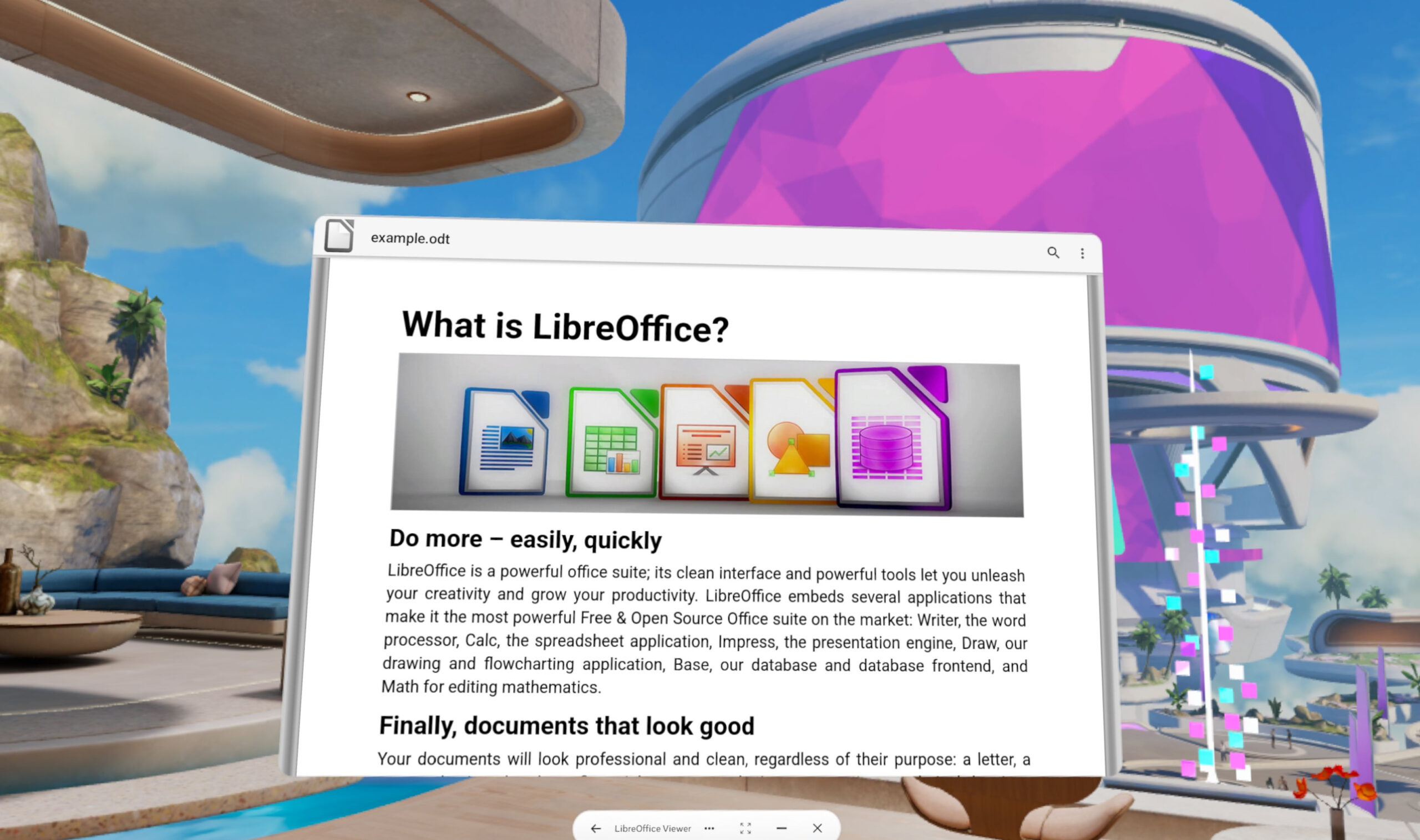 LibreOffice Viewer llega a Meta Horizon