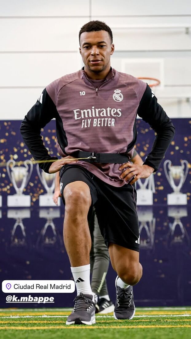 De regreso a Madrid, Kylian Mbappé continúa su rehabilitación para
