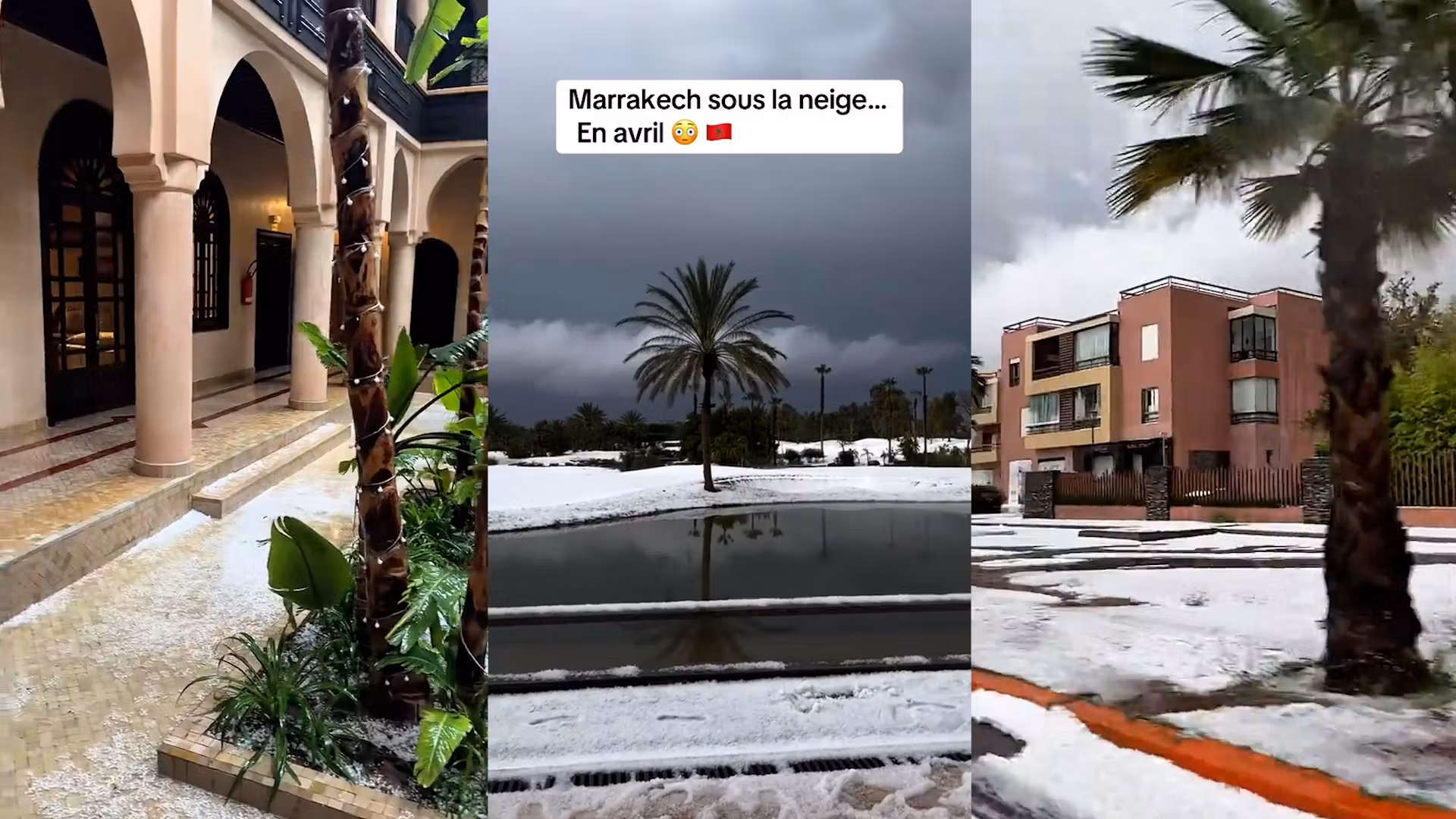 Marrakech cubierta de blanco tras inéditas lluvias de granizo