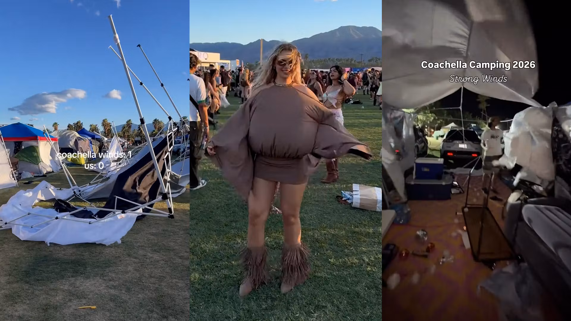 Los festivaleros de Coachella enfrentaron el viento y el polvo