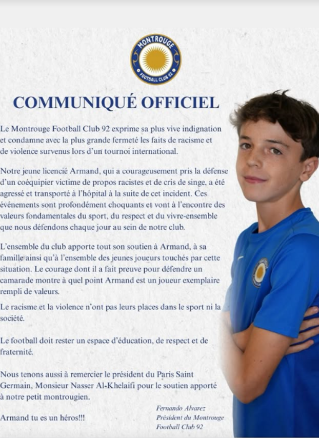 Armand, joven jugador de la PSG Academy de 13 años,