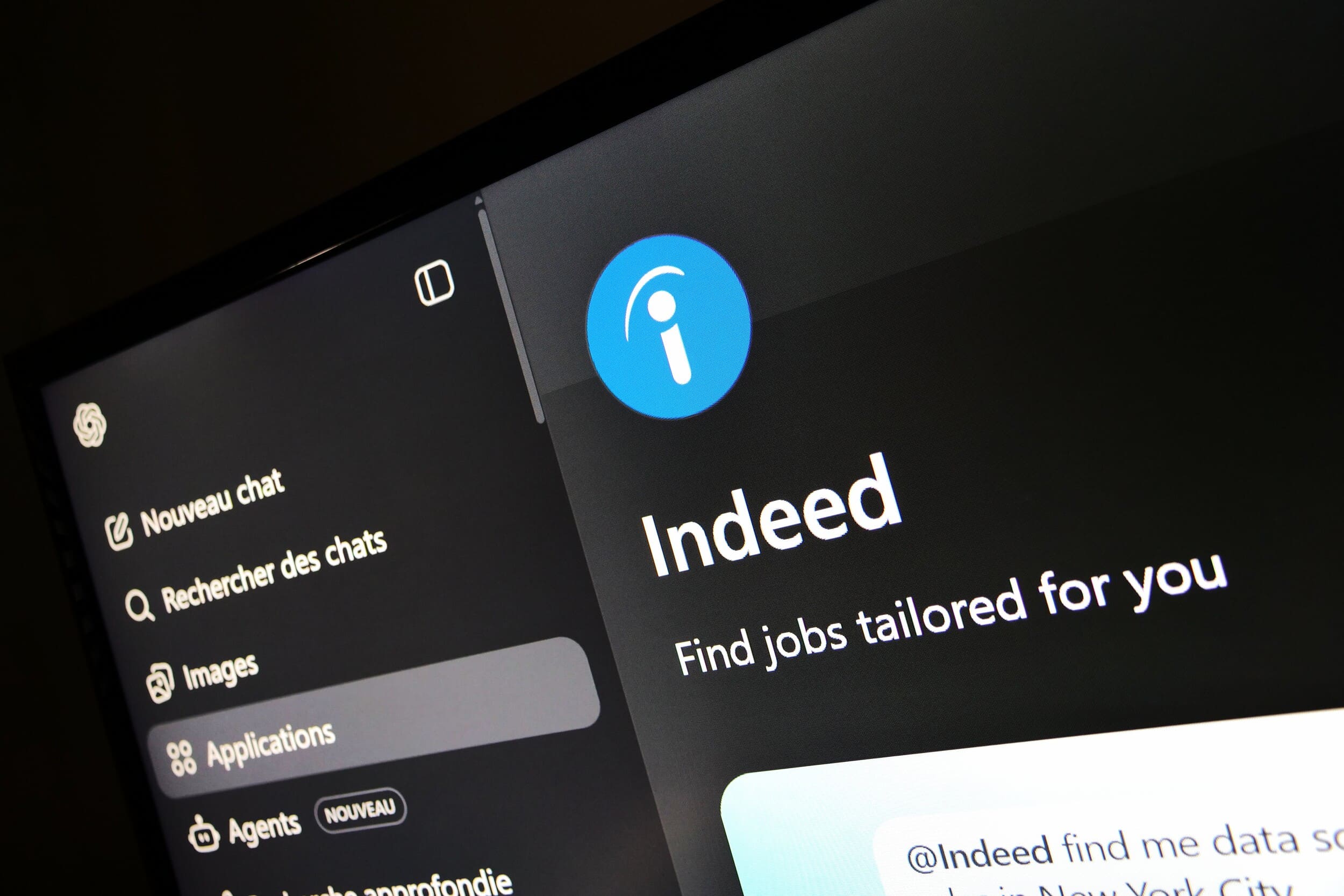 Indeed se integra en ChatGPT para que encuentres tu próximo