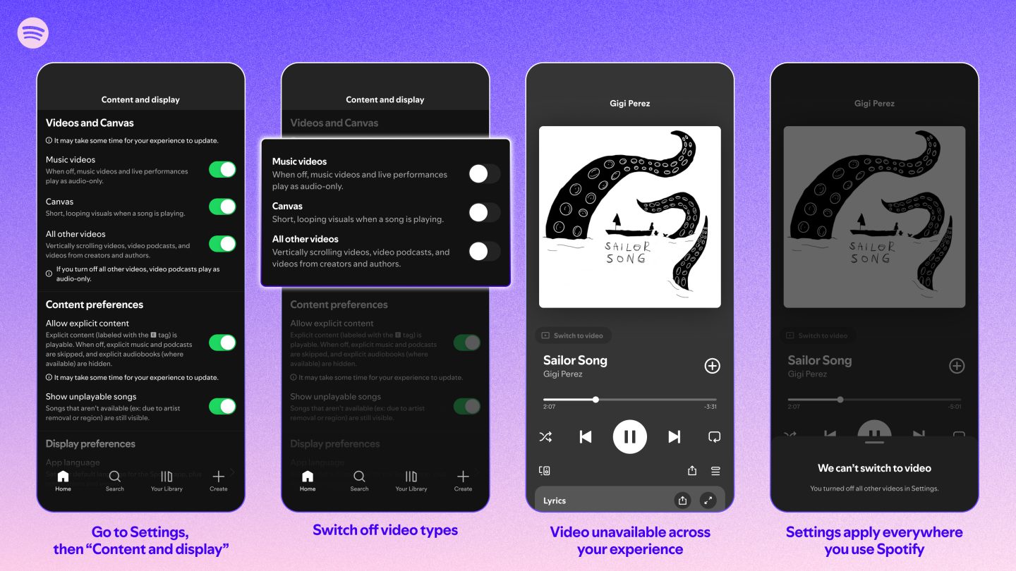 Spotify permite (¡por fin!) desactivar los videos