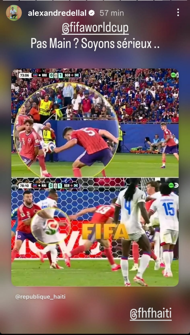 Las manos discutidas en el partido. Captura de pantalla de Instagram
