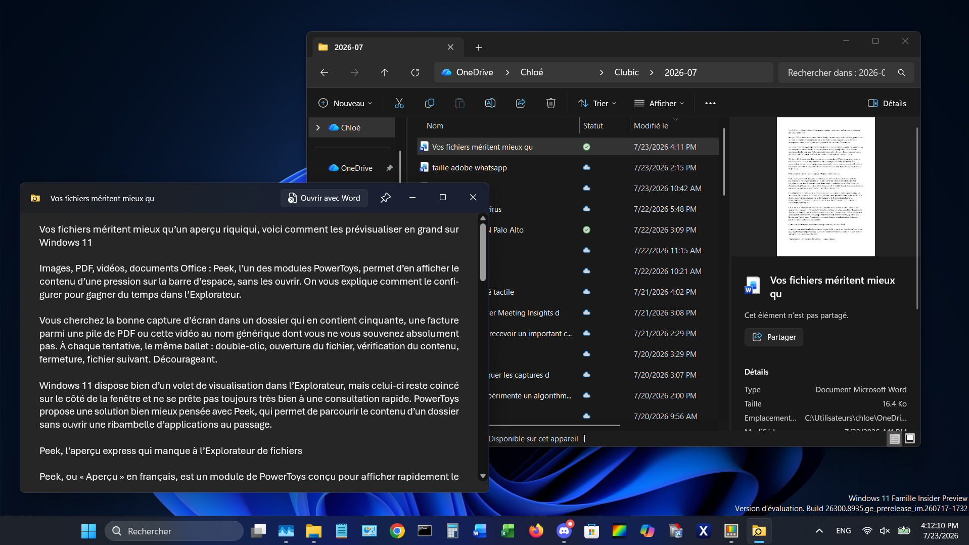 PowerToys Peek: previsualiza tus archivos en Windows 11