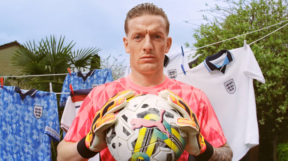 Jordan Pickford dans la campagne Euro de Sports Direct.