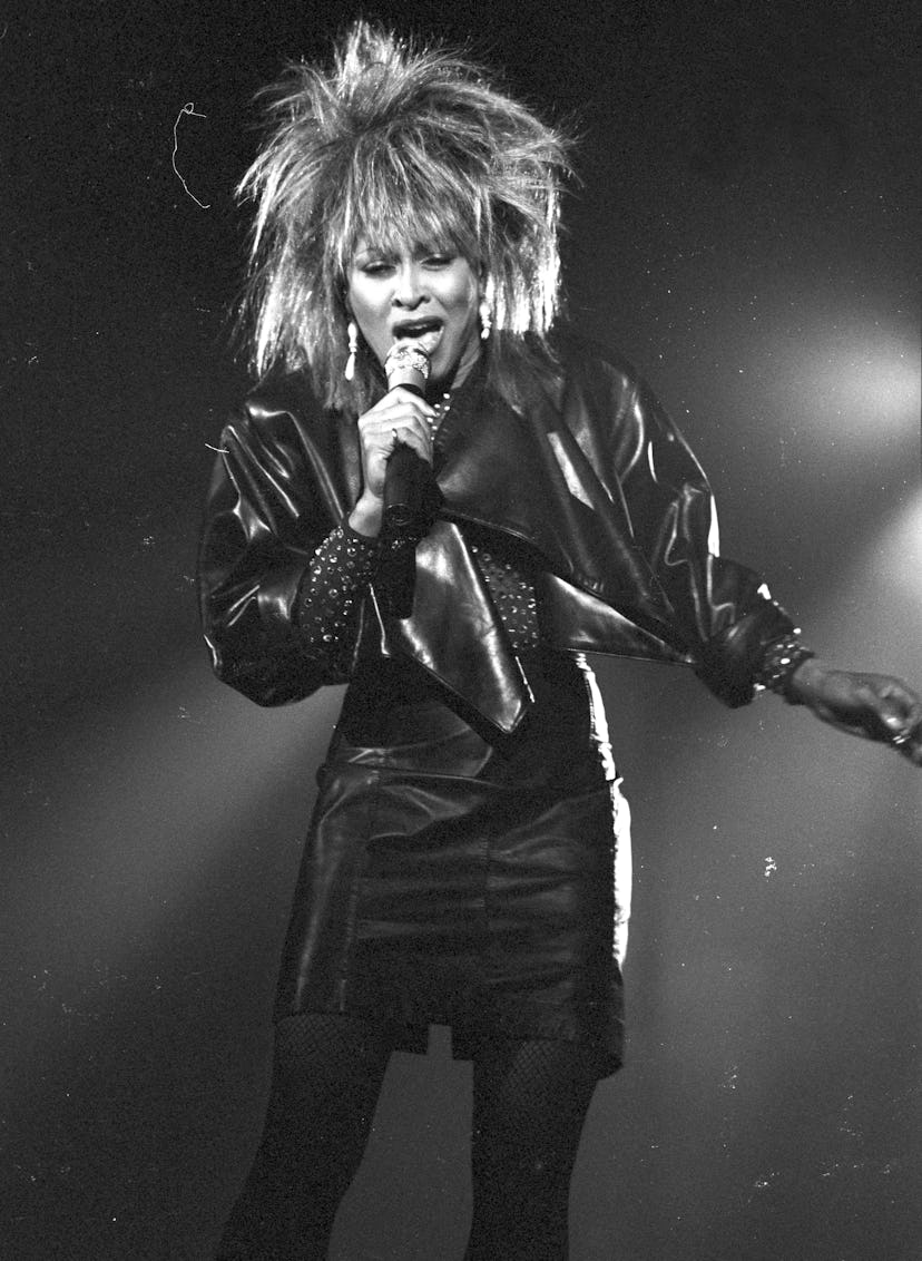Tina Turner veste en cuir noir 1984