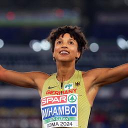 Malaika Mihambo après son saut d'or pour devenir championne d'Europe à Rome.