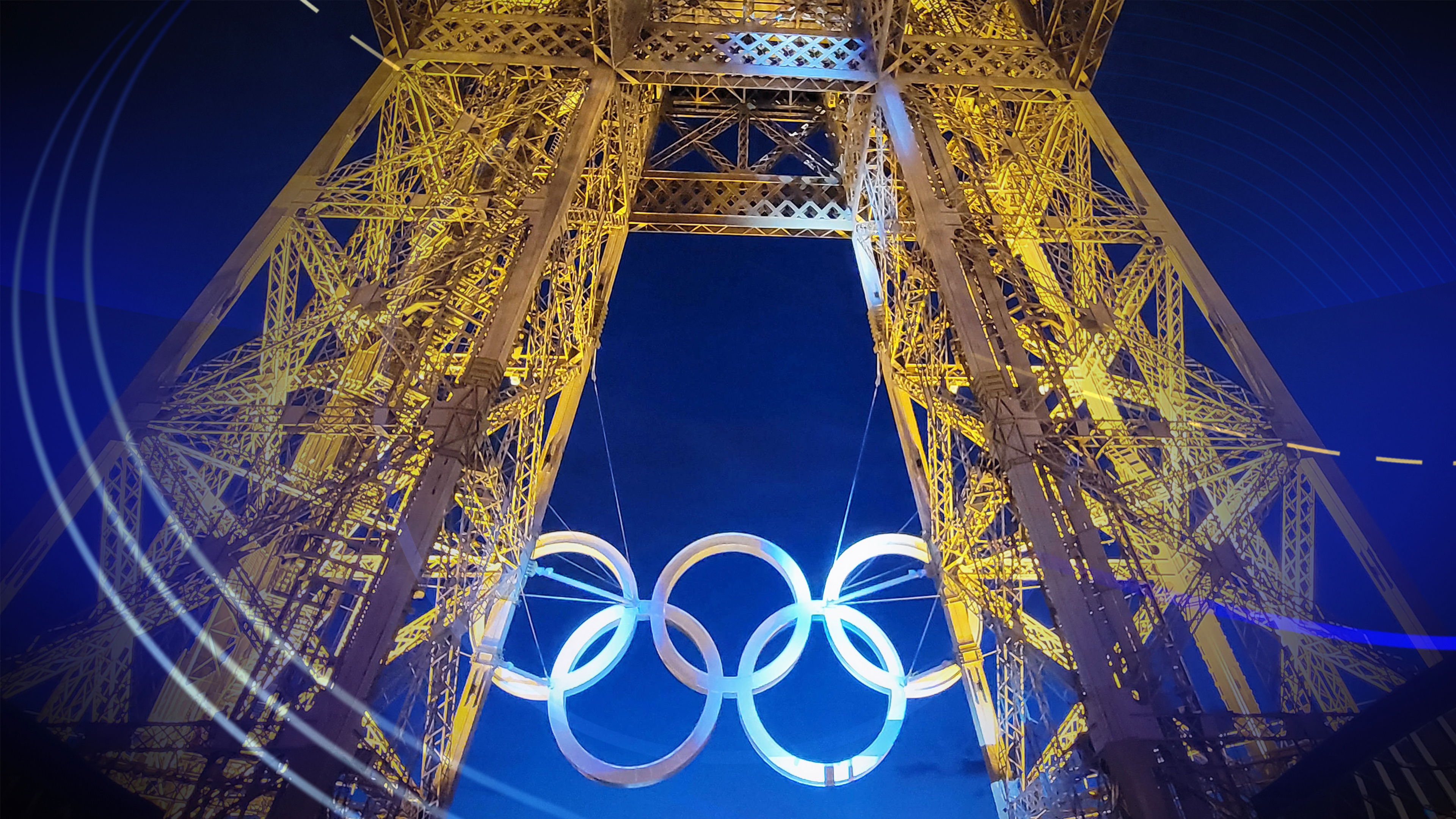 Graphique avec les anneaux olympiques et la Tour Eiffel