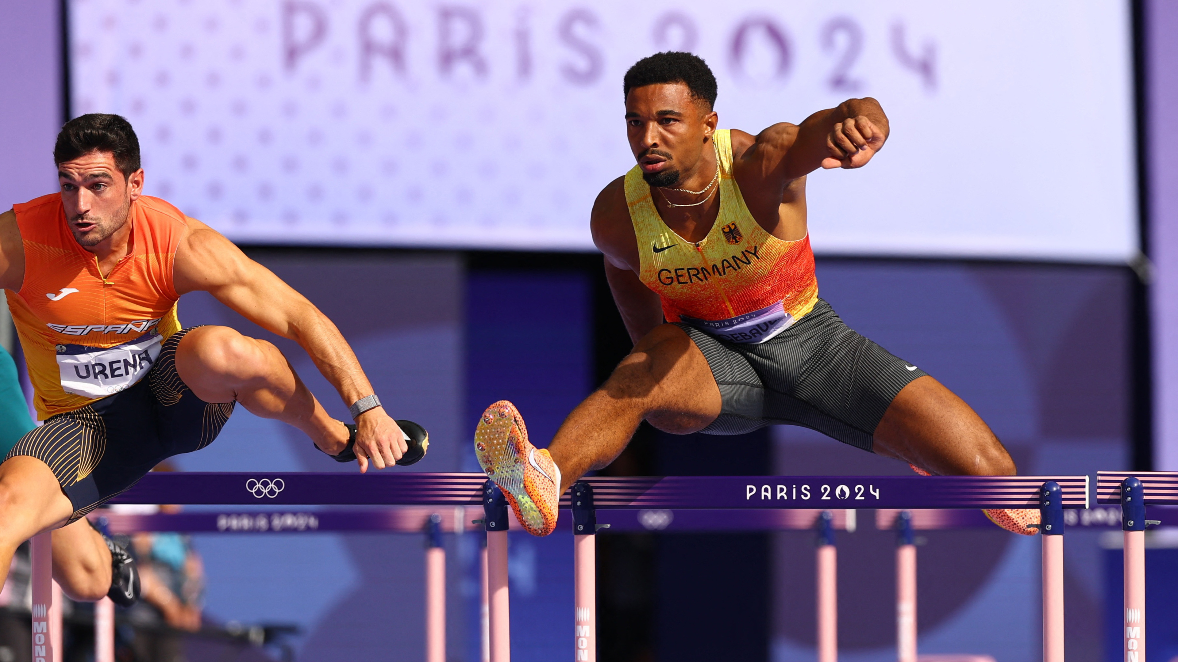 Le décathlète allemand Leo Neugebauer sur 110 m haies