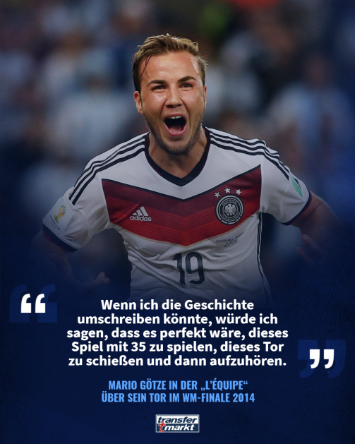 © tm/imago - Citation Mario Götze (en grand sur la photo) : « Si je pouvais réécrire l'histoire, je dirais que ce serait parfait de jouer ce match (la finale de la Coupe du monde 2014) à 35 ans, de marquer ce but et d'arrêter ensuite. ."