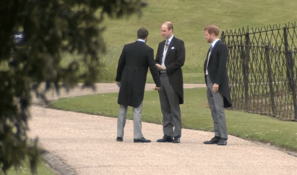 William avec James et Harry au mariage de Pippa en 2017