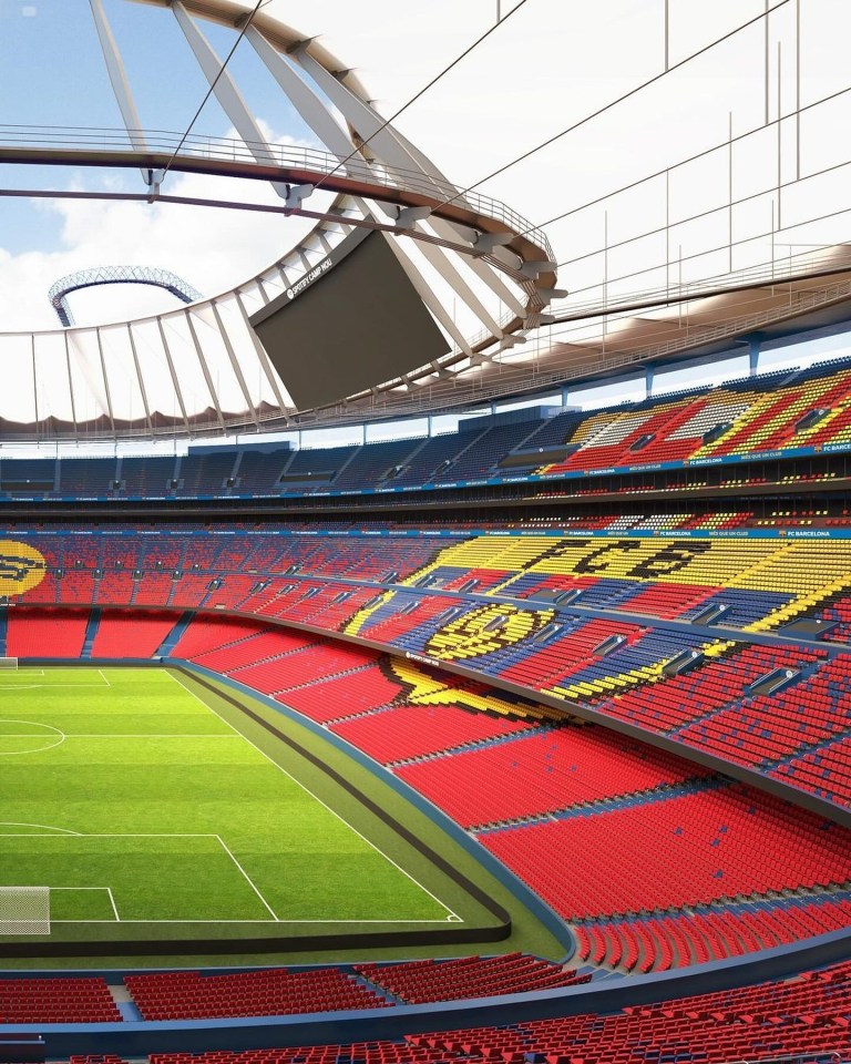 Un tout nouveau troisième niveau qui entoure tout le terrain augmentera la capacité du Camp Nou à 105 000 places.