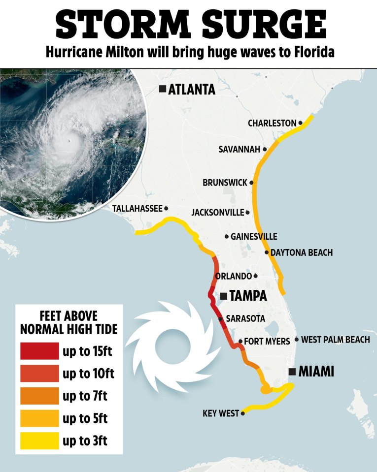 L'ouragan Milton devrait toucher terre plus tard dans la nuit.