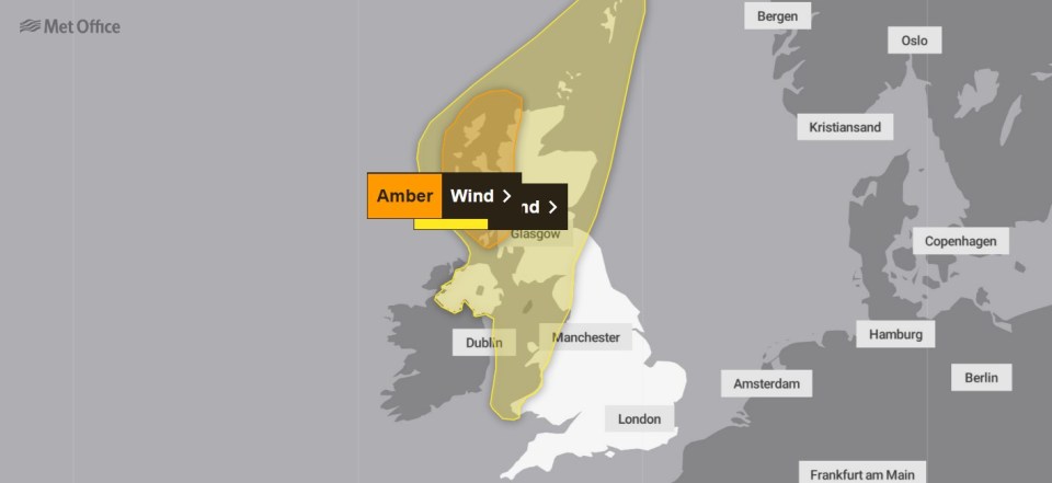 Le Met Office a émis un avertissement de vent orange