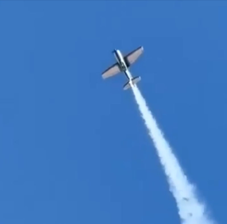 Des images montrent Coleman volant dans les airs effectuant des manœuvres difficiles avec l'avion.