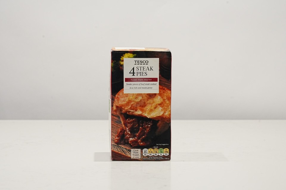 La gamme de tartes au steak de Tesco a été notée 10./20.