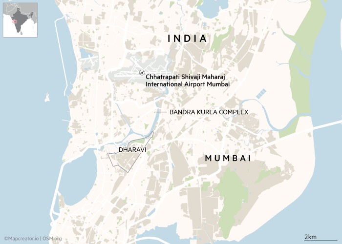 Carte de Dharavi à Mumbai, Inde