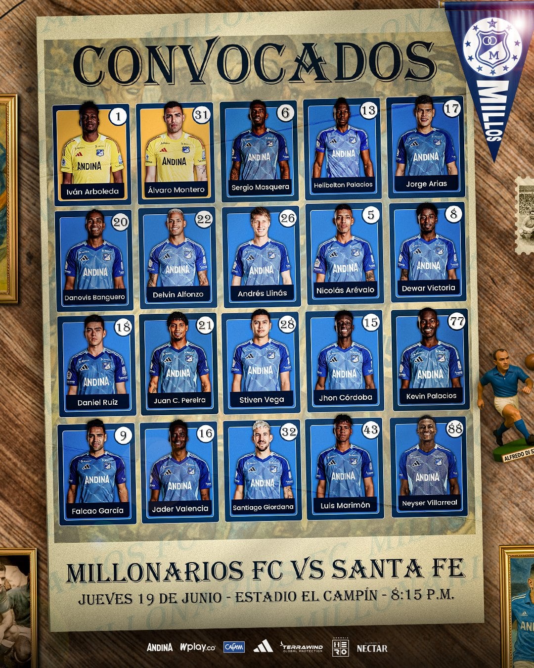 Con 20 convocados, Millonarios presentó el equipo con el que buscará la final ante Santa Fe - crédito Millonarios FC