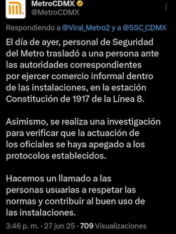El metro dio un comunicado