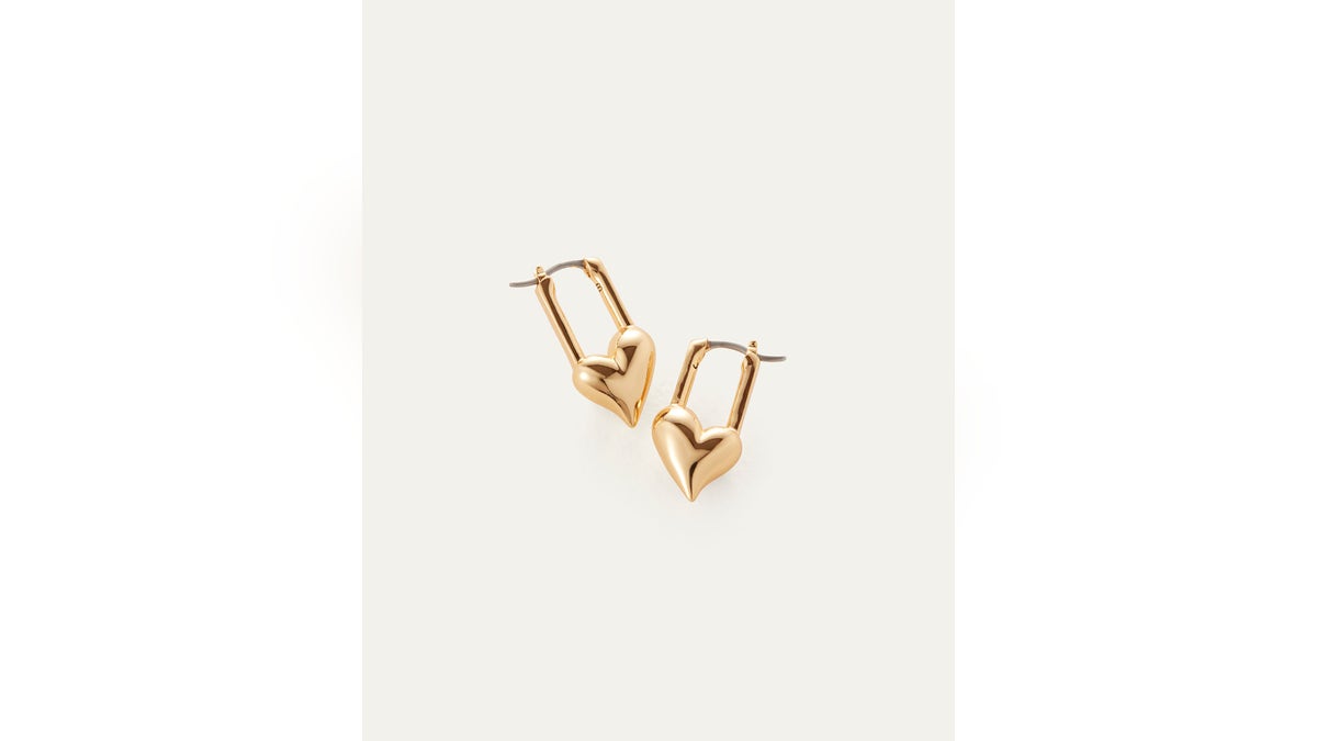 Padlock Heart Huggie Earrings