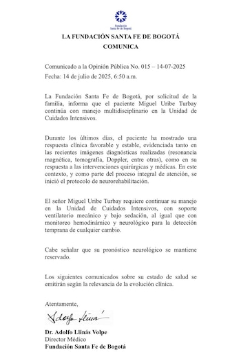Comunicado 015 Fundación Santa Fe