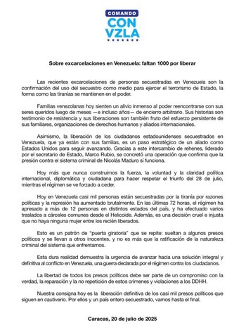 Communiqué du Comando Con