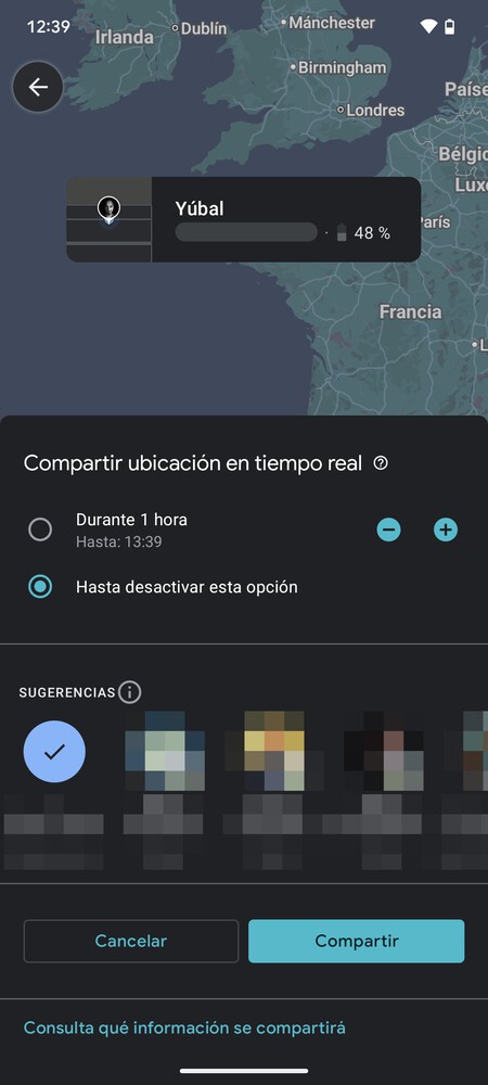 Contacts avec qui partager