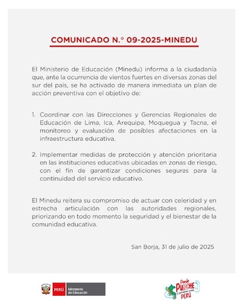 Minedu se pronuncia por la