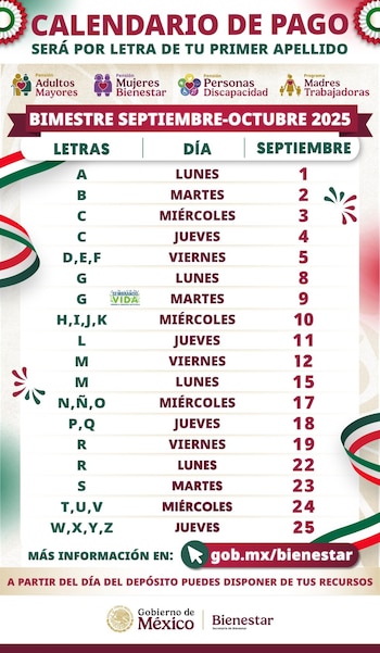 Calendario oficial de pagos de