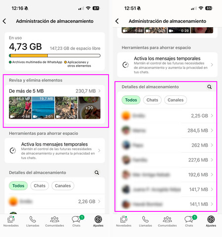 Gestionnaire de stockage WhatsApp