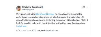 El posteo de Georgieva