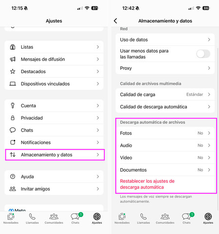 Désactivation du téléchargement automatique